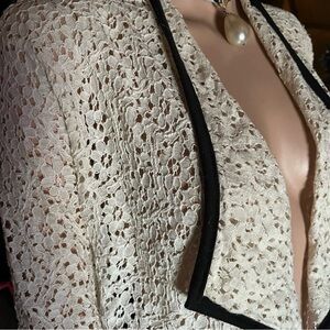 Vintage Eyelet Lace Cardigan, Very Unique! SZ L